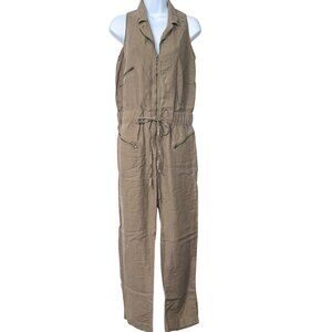 The Territory Ahead Y2K Linen Blend Overalls Jumpsuit Sz 6 Khaki Urban Safari